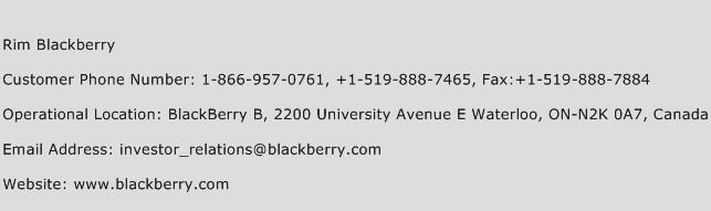 Rim Blackberry Phone Number Customer Service