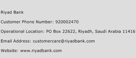 Riyad Bank Phone Number Customer Service