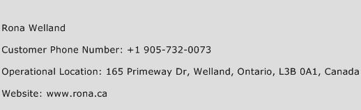 Rona Welland Phone Number Customer Service