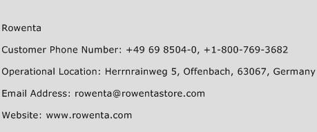 Rowenta Phone Number Customer Service