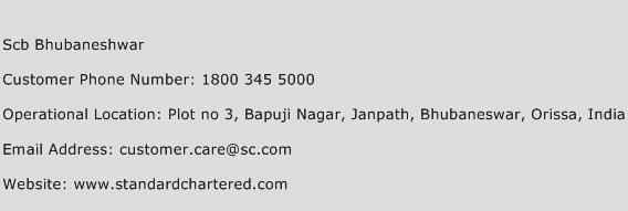 SCB Bhubaneshwar Phone Number Customer Service