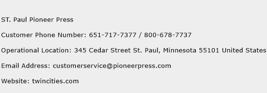 ST. Paul Pioneer Press Phone Number Customer Service