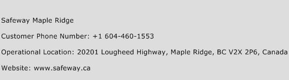 Safeway Maple Ridge Phone Number Customer Service