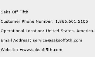Saks Off Fifth Phone Number Customer Service