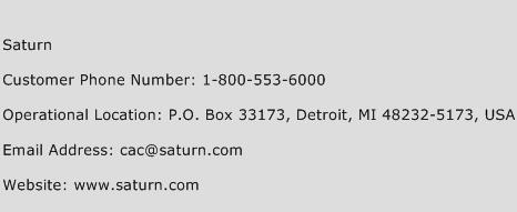 Saturn Phone Number Customer Service