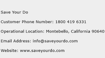 Save Your Do Phone Number Customer Service