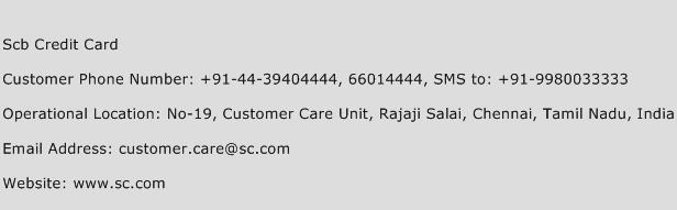 Scb Credit Card Phone Number Customer Service