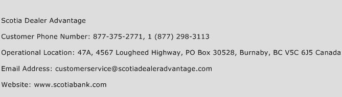 Scotia Dealer Advantage Phone Number Customer Service