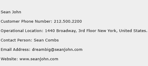 Sean John Phone Number Customer Service