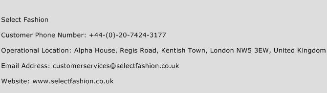 Select Fashion Phone Number Customer Service