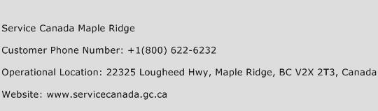 Service Canada Maple Ridge Phone Number Customer Service
