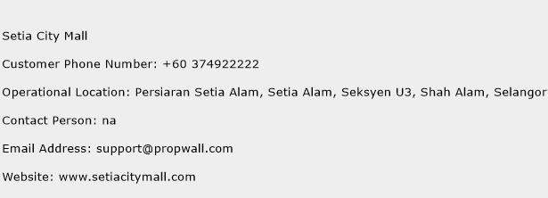 Setia City Mall Phone Number Customer Service