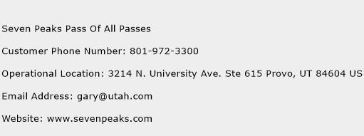 Seven Peaks Pass Of All Passes Phone Number Customer Service