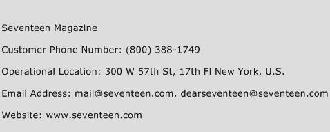 Seventeen Magazine Phone Number Customer Service