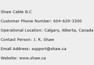 Shaw Cable B.C Phone Number Customer Service