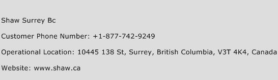 Shaw Surrey Bc Phone Number Customer Service