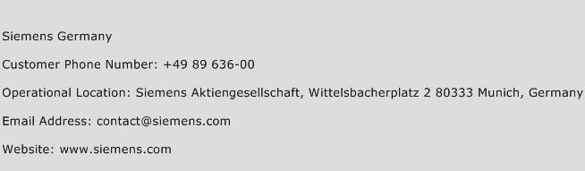 Siemens Germany Phone Number Customer Service