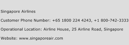 Singapore Airlines Phone Number Customer Service