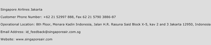 Singapore Airlines Jakarta Phone Number Customer Service