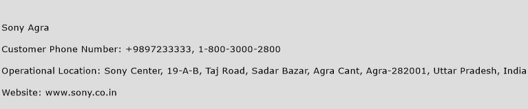 Sony Agra Phone Number Customer Service