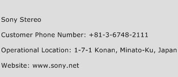 Sony Stereo Phone Number Customer Service