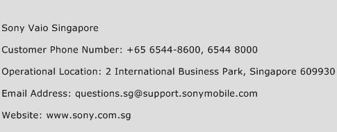 Sony Vaio Singapore Phone Number Customer Service