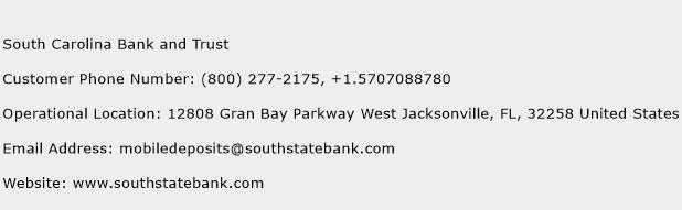 South Carolina Bank and Trust Phone Number Customer Service