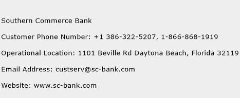 Southern Commerce Bank Phone Number Customer Service