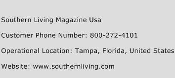 Southern Living Magazine USA Phone Number Customer Service