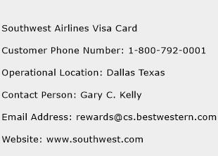 Southwest Airlines Visa Card Phone Number Customer Service