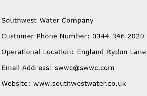 Southwest Water Company Phone Number Customer Service