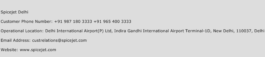 Spicejet Delhi Phone Number Customer Service
