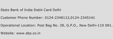 State Bank of India Debit Card Delhi Phone Number Customer Service