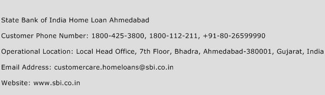 State Bank of India Home Loan Ahmedabad Phone Number Customer Service