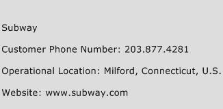 Subway Phone Number Customer Service
