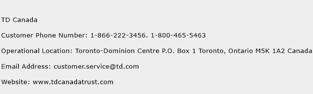 TD Canada Phone Number Customer Service