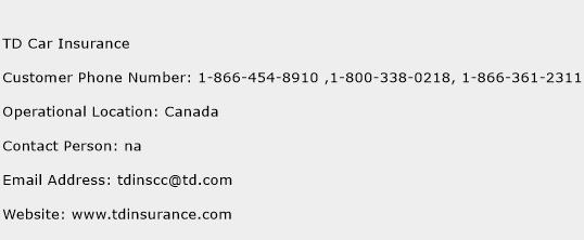 TD Car Insurance Phone Number Customer Service