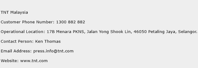 TNT Malaysia Phone Number Customer Service