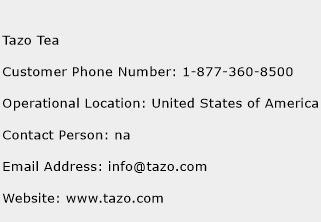 Tazo Tea Phone Number Customer Service