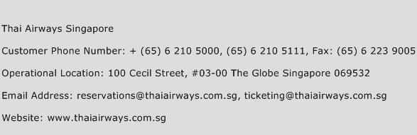 Thai Airways Singapore Phone Number Customer Service