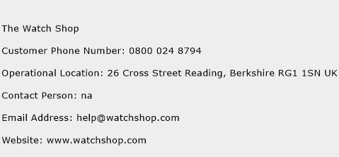 The Watch Shop Phone Number Customer Service