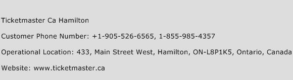 Ticketmaster Ca Hamilton Phone Number Customer Service