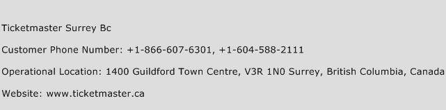 Ticketmaster Surrey BC Phone Number Customer Service