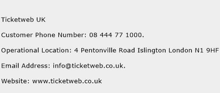 Ticketweb UK Phone Number Customer Service