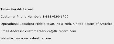 Times Herald-Record Phone Number Customer Service