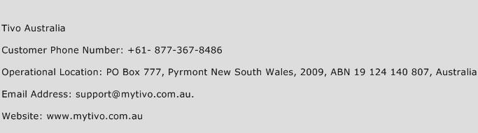 Tivo Australia Phone Number Customer Service