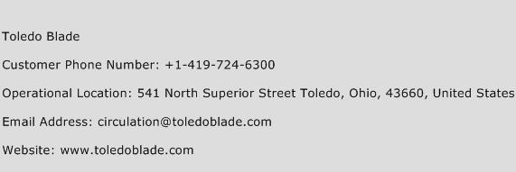 Toledo Blade Phone Number Customer Service