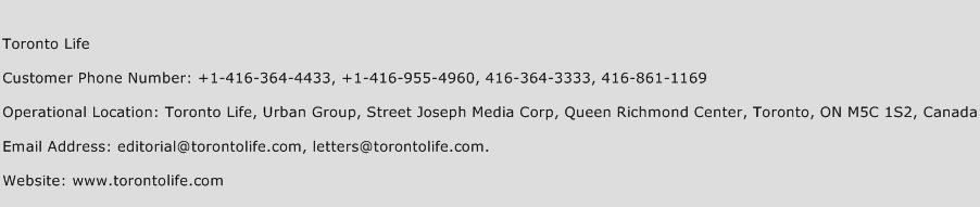 Toronto Life Phone Number Customer Service