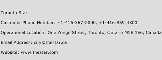 Toronto Star Phone Number Customer Service