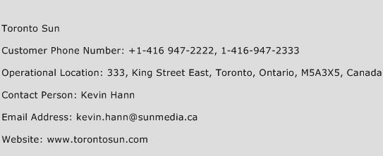 Toronto Sun Phone Number Customer Service